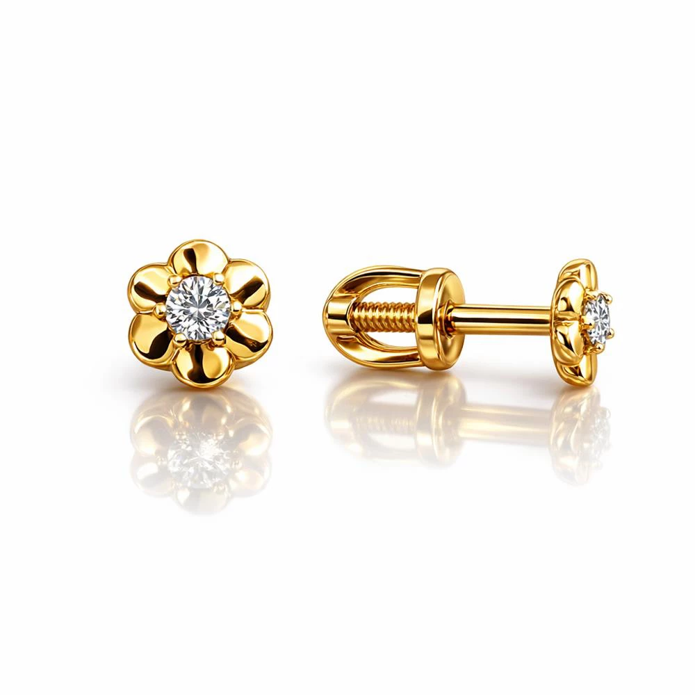 Серьги с бриллиантами из красного золота 585 пробы