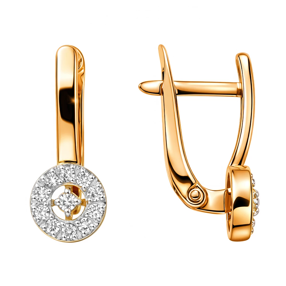 Серьги с бриллиантами из красного золота 585 пробы