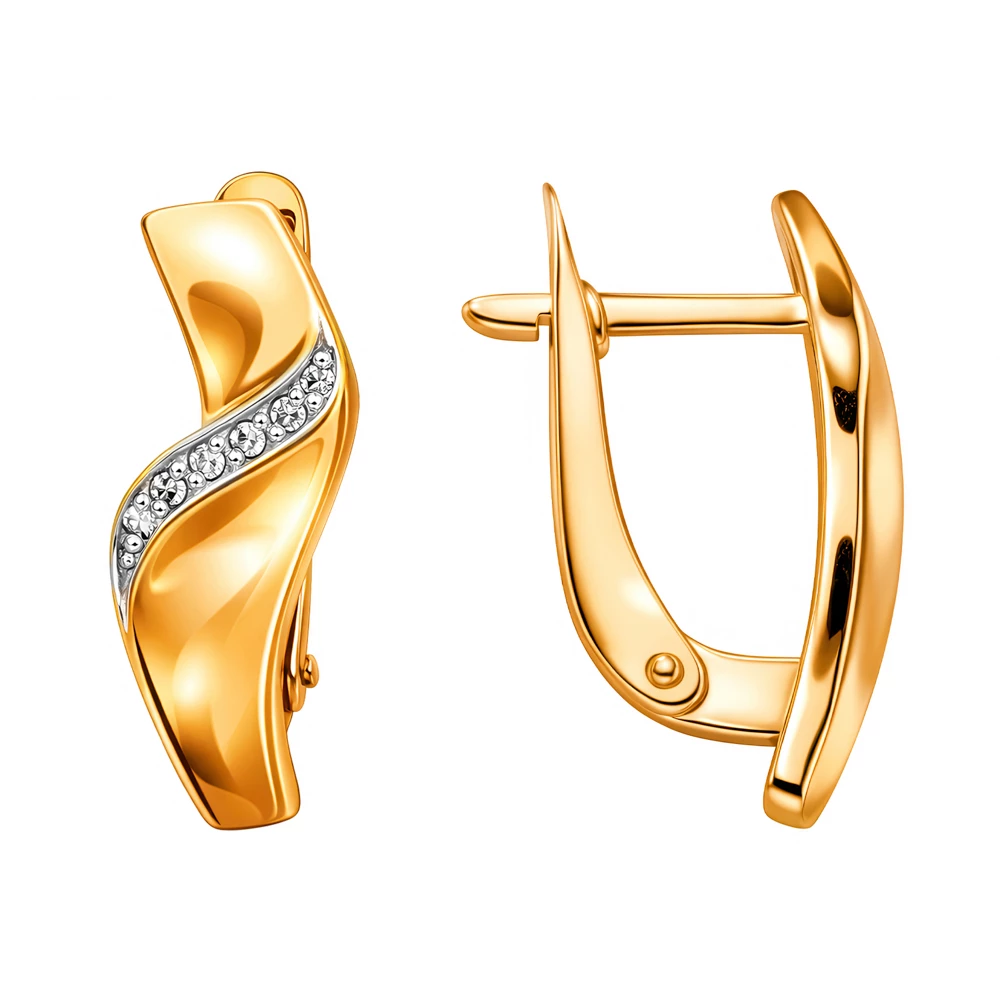 Серьги с бриллиантами из красного золота 585 пробы Серьги с бриллиантами из красного золота 585 пробы