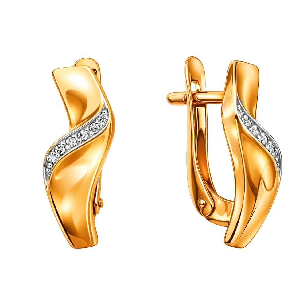 Серьги с бриллиантами из красного золота 585 пробы Серьги с бриллиантами из красного золота 585 пробы