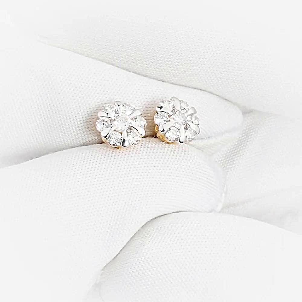 Серьги с бриллиантами из красного золота 585 пробы