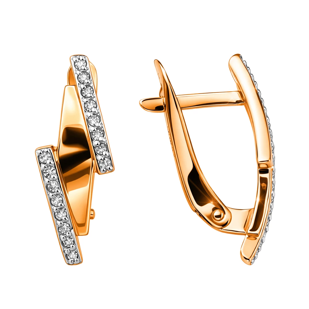 Серьги с бриллиантами из красного золота 585 пробы Серьги с бриллиантами из красного золота 585 пробы