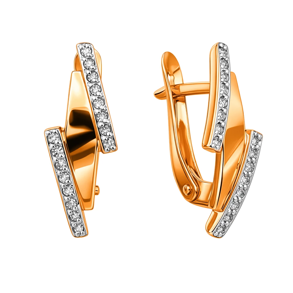 Серьги с бриллиантами из красного золота 585 пробы Серьги с бриллиантами из красного золота 585 пробы