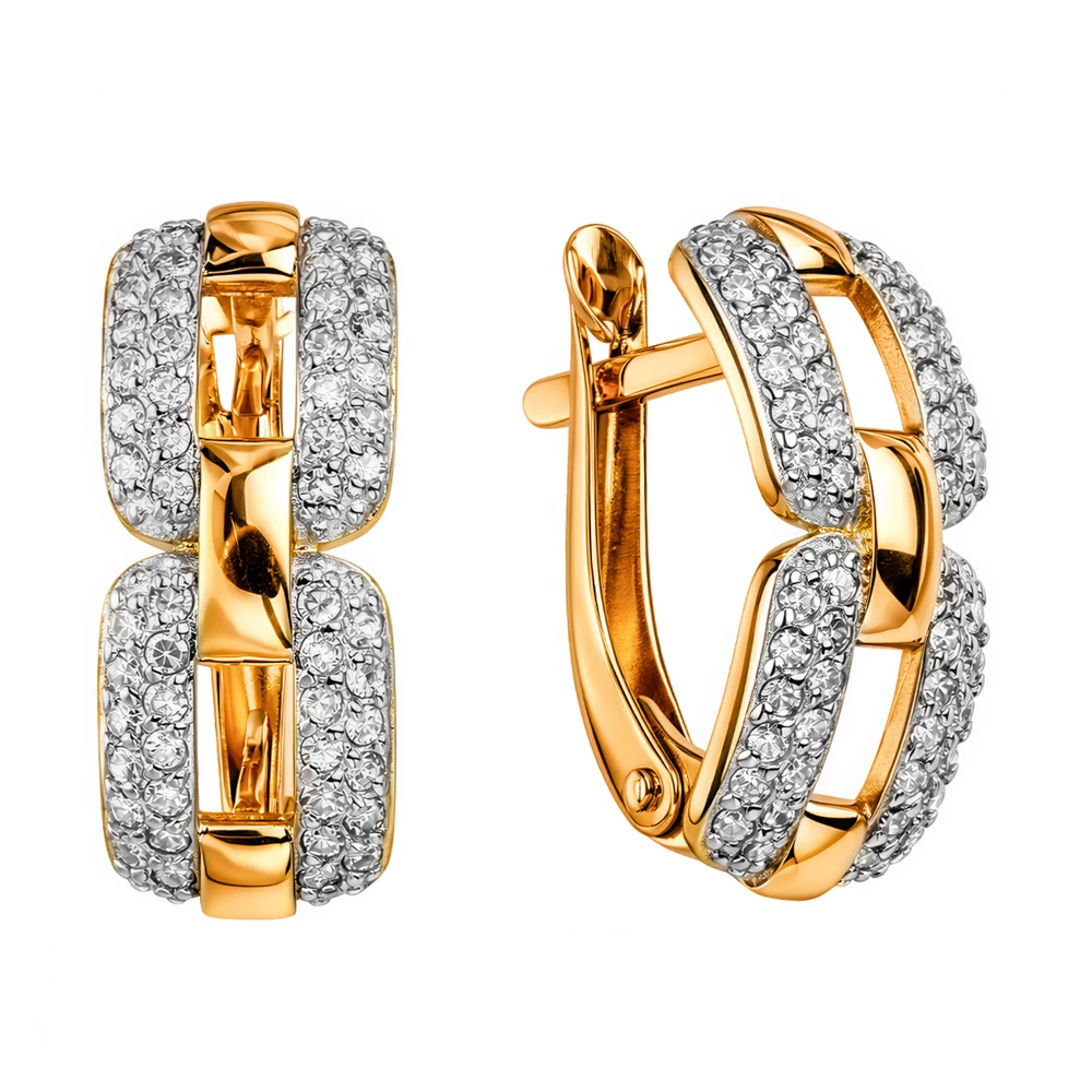 Серьги с бриллиантами из красного золота 585 пробы