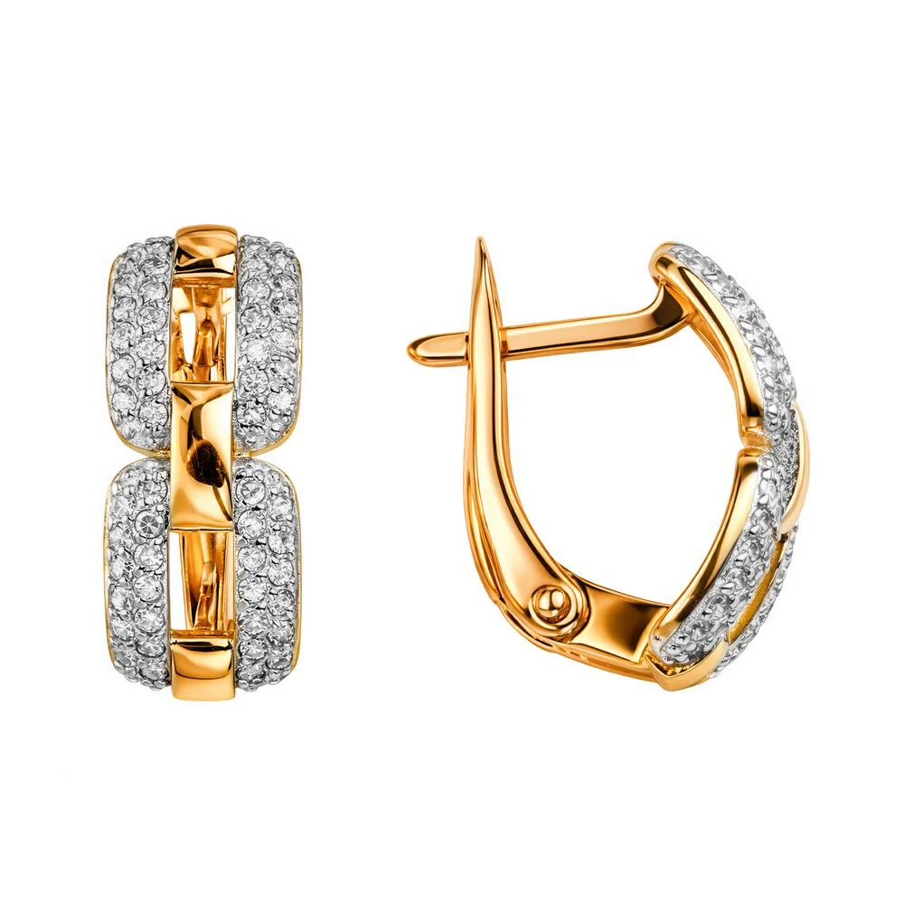 Серьги с бриллиантами из красного золота 585 пробы