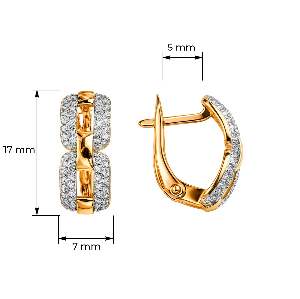 Серьги с бриллиантами из красного золота 585 пробы