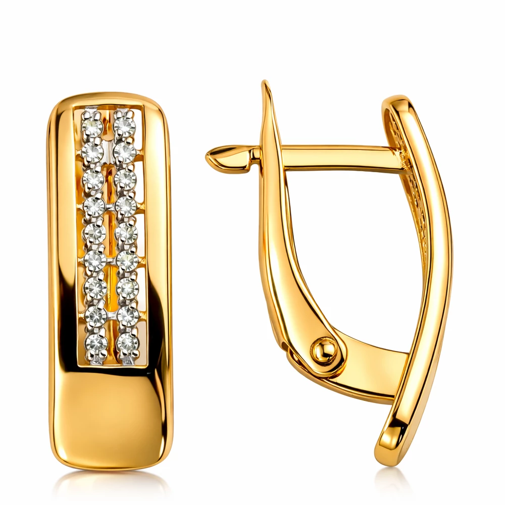 Серьги с бриллиантами из красного золота 585 пробы