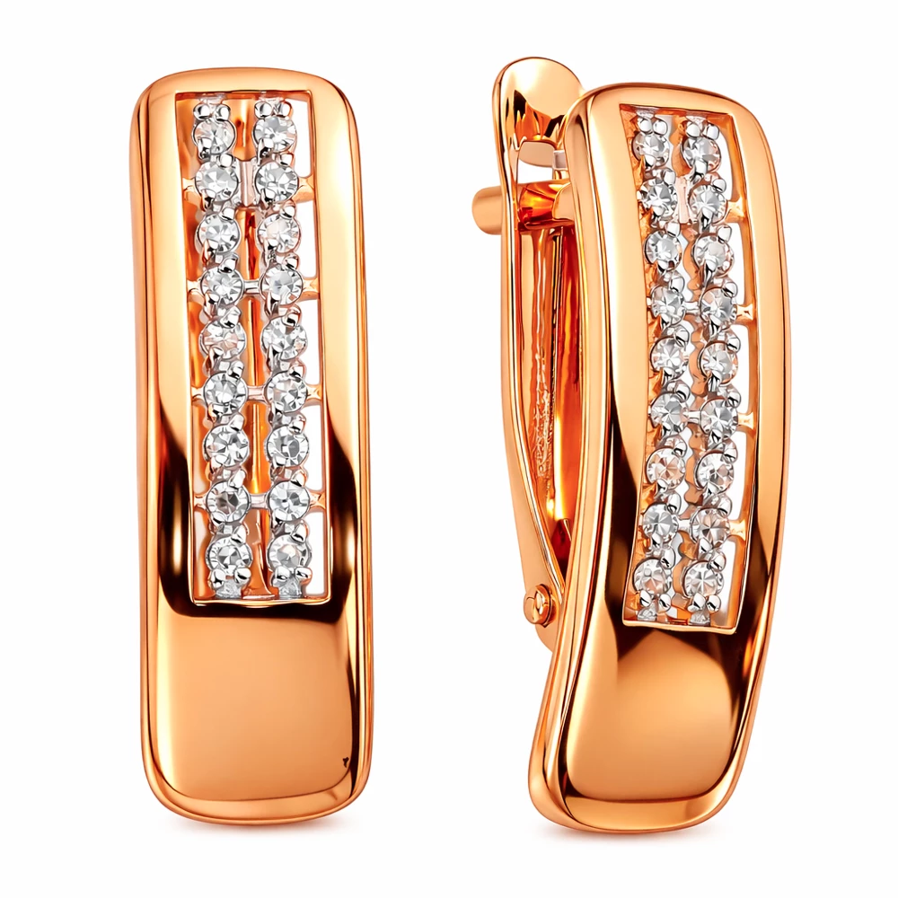 Серьги с бриллиантами из красного золота 585 пробы