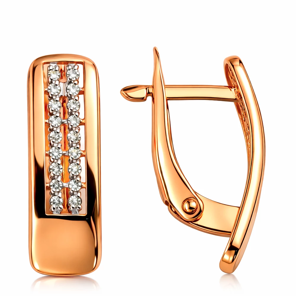 Серьги с бриллиантами из красного золота 585 пробы