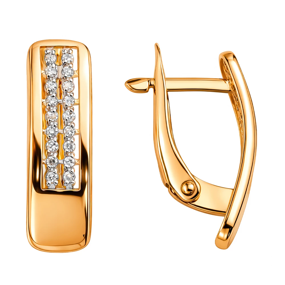 Серьги с бриллиантами из красного золота 585 пробы