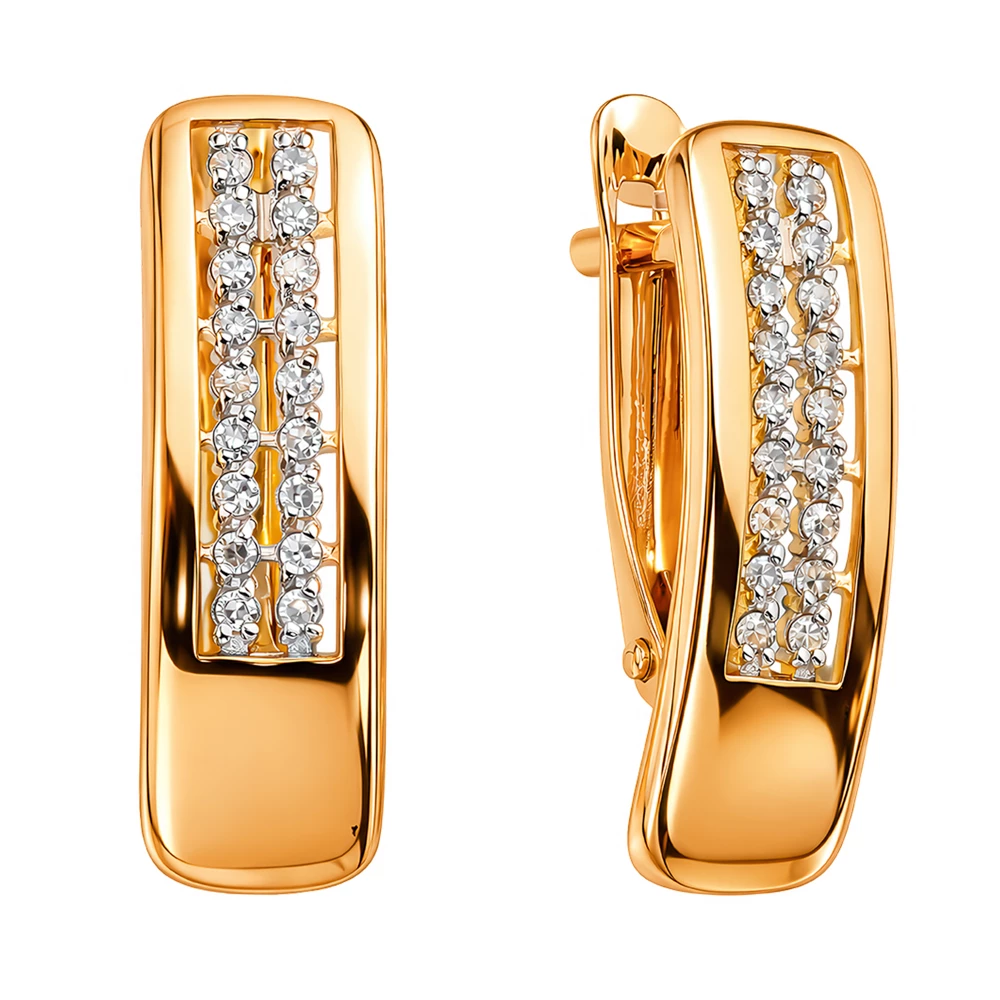 Серьги с бриллиантами из красного золота 585 пробы