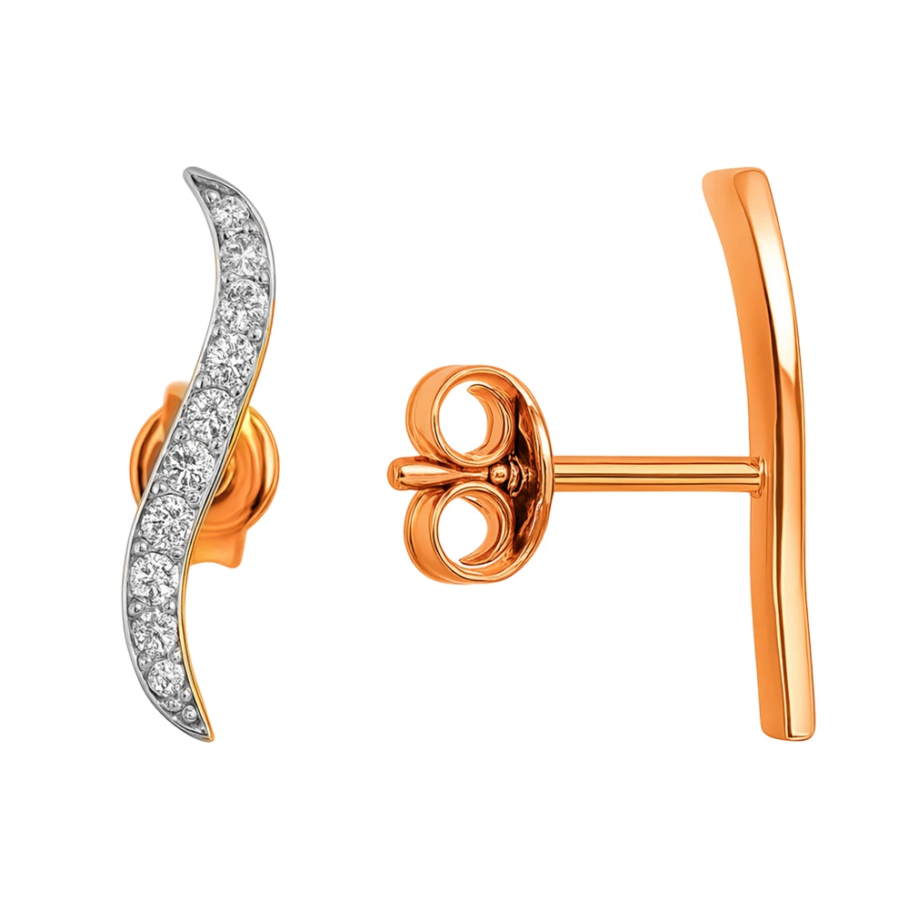 Серьги с бриллиантами из красного золота 585 пробы