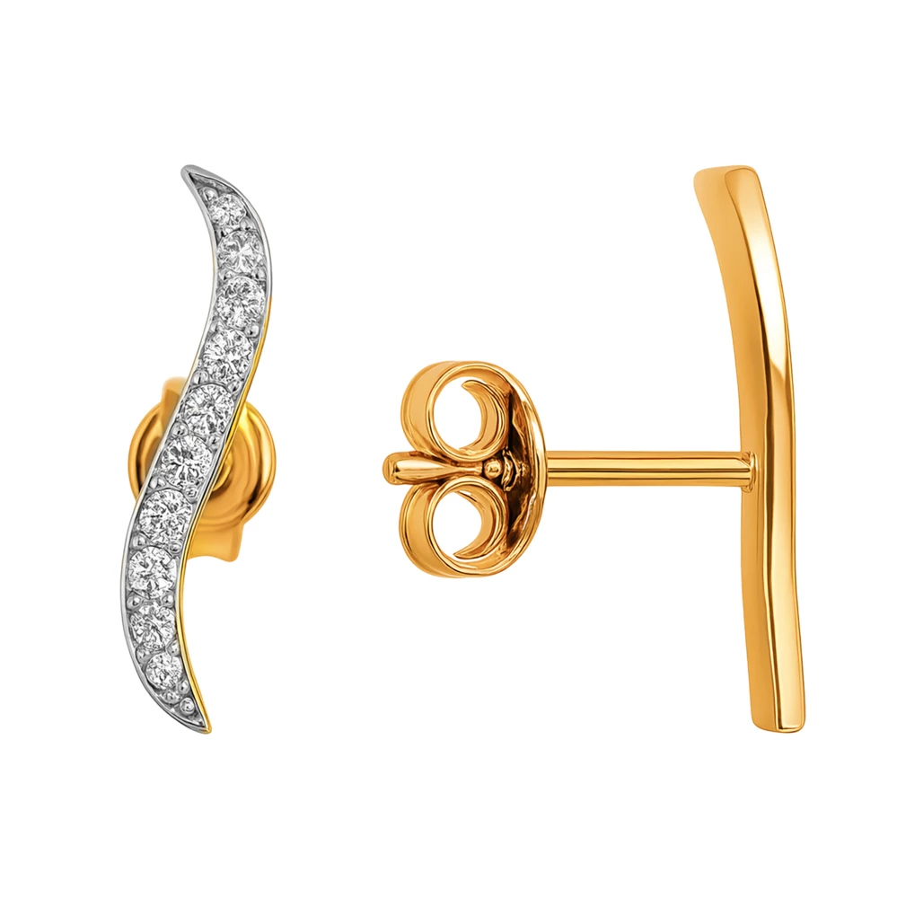 Серьги с бриллиантами из красного золота 585 пробы