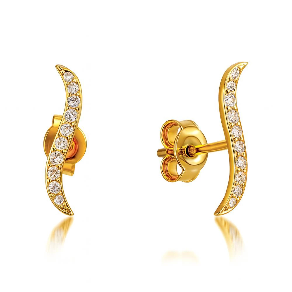 Серьги с бриллиантами из красного золота 585 пробы