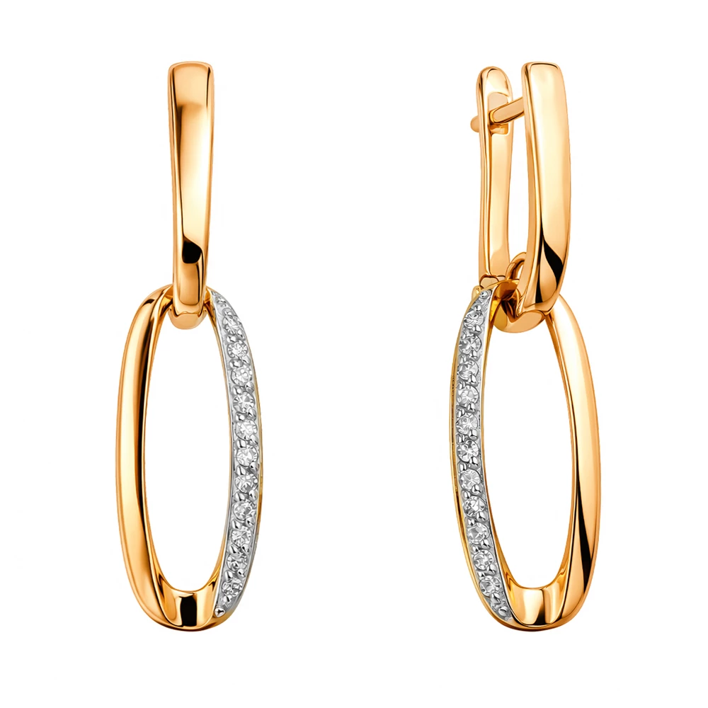 Серьги с бриллиантами из красного золота 585 пробы