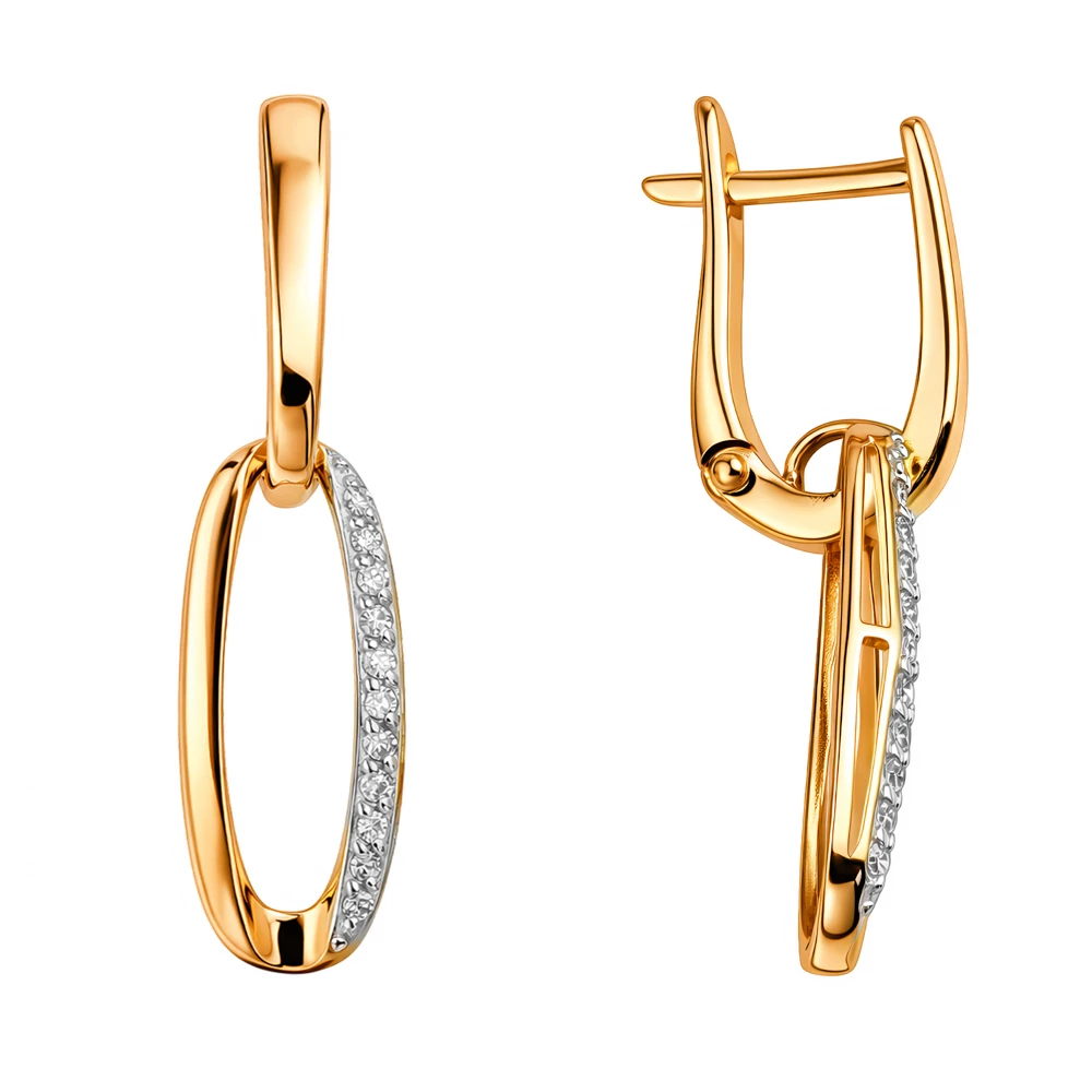 Серьги с бриллиантами из красного золота 585 пробы