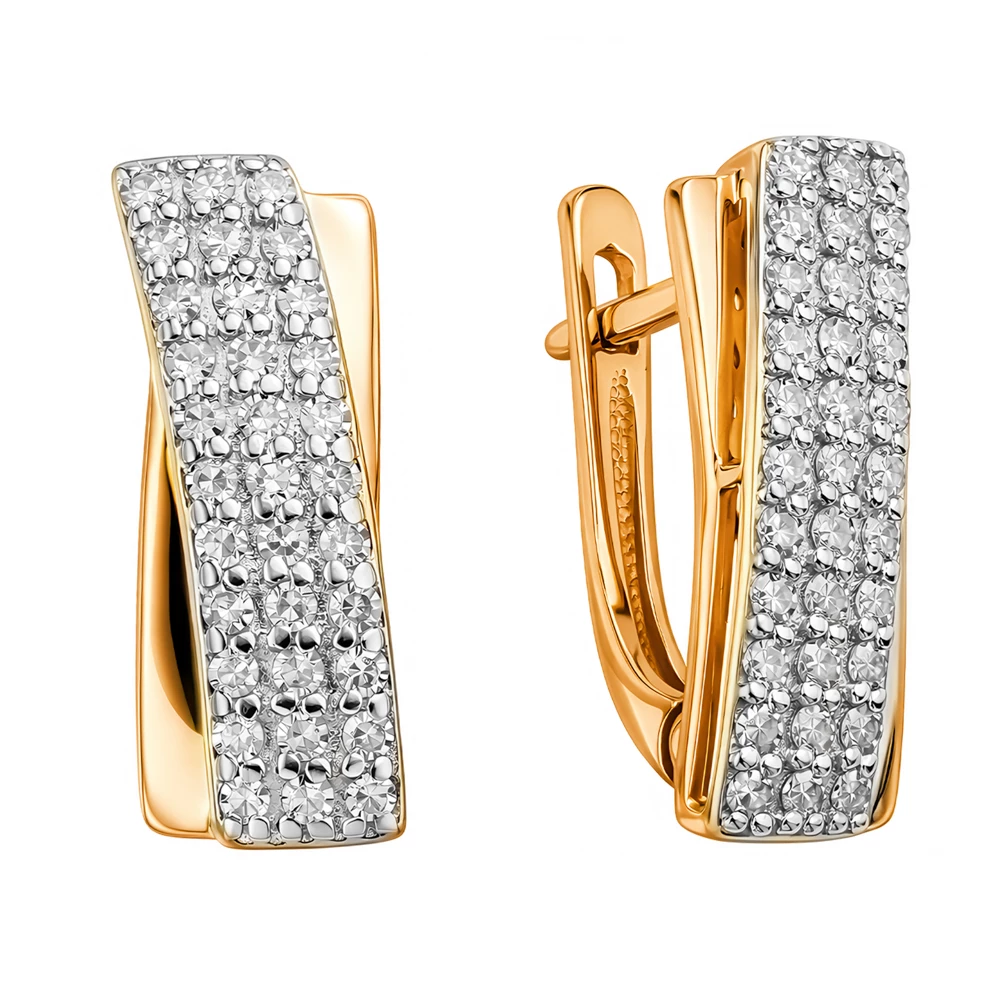 Серьги с бриллиантами из красного золота 585 пробы