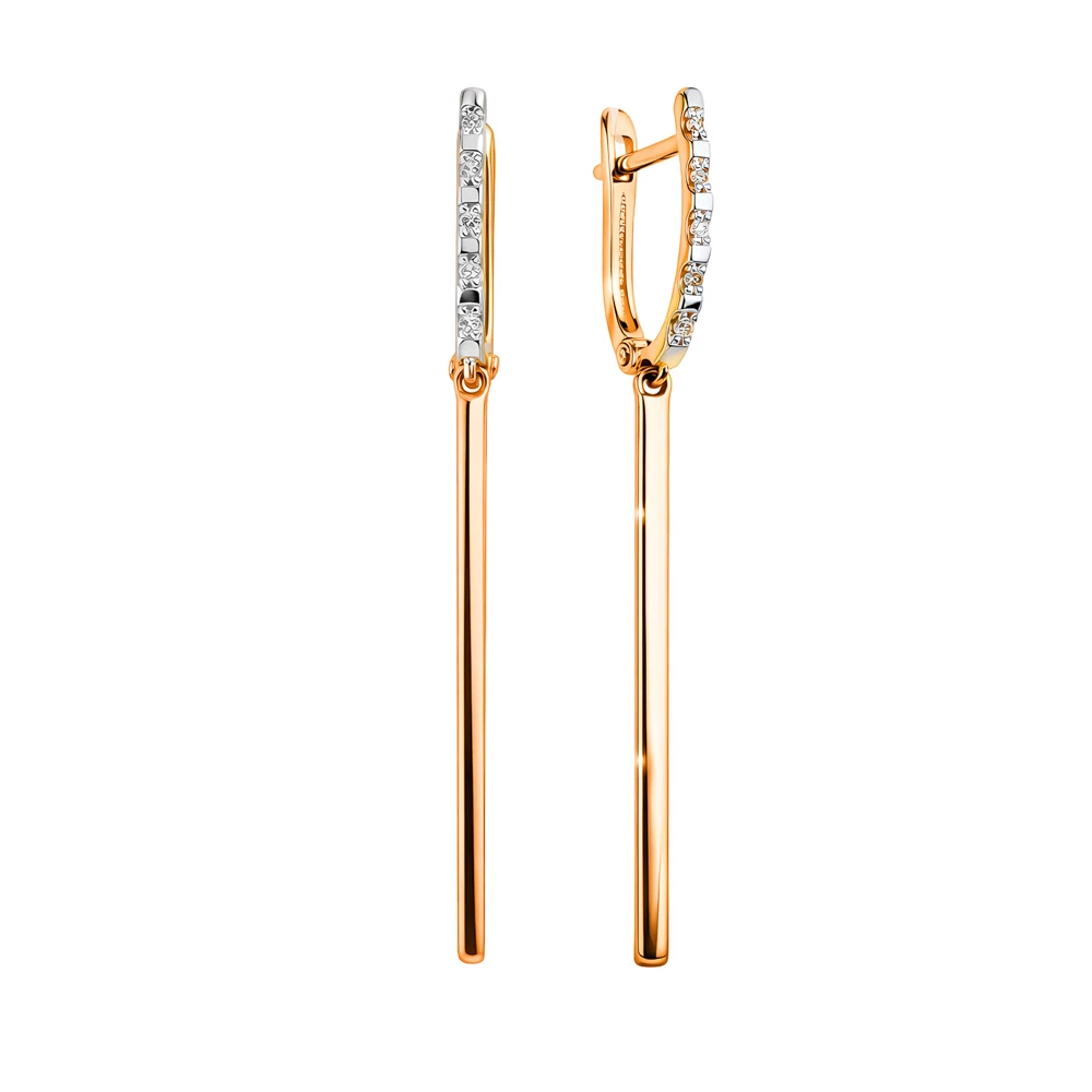 Серьги с бриллиантами из красного золота 585 пробы