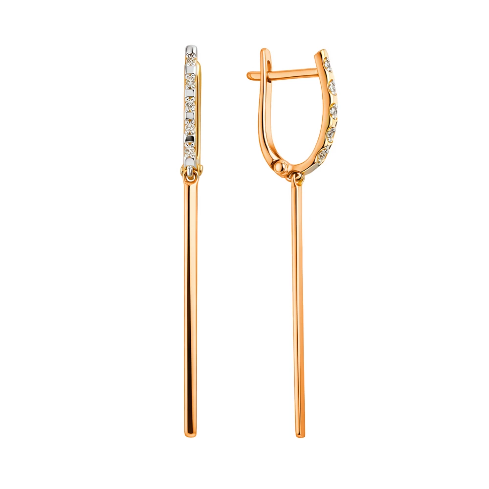 Серьги с бриллиантами из красного золота 585 пробы