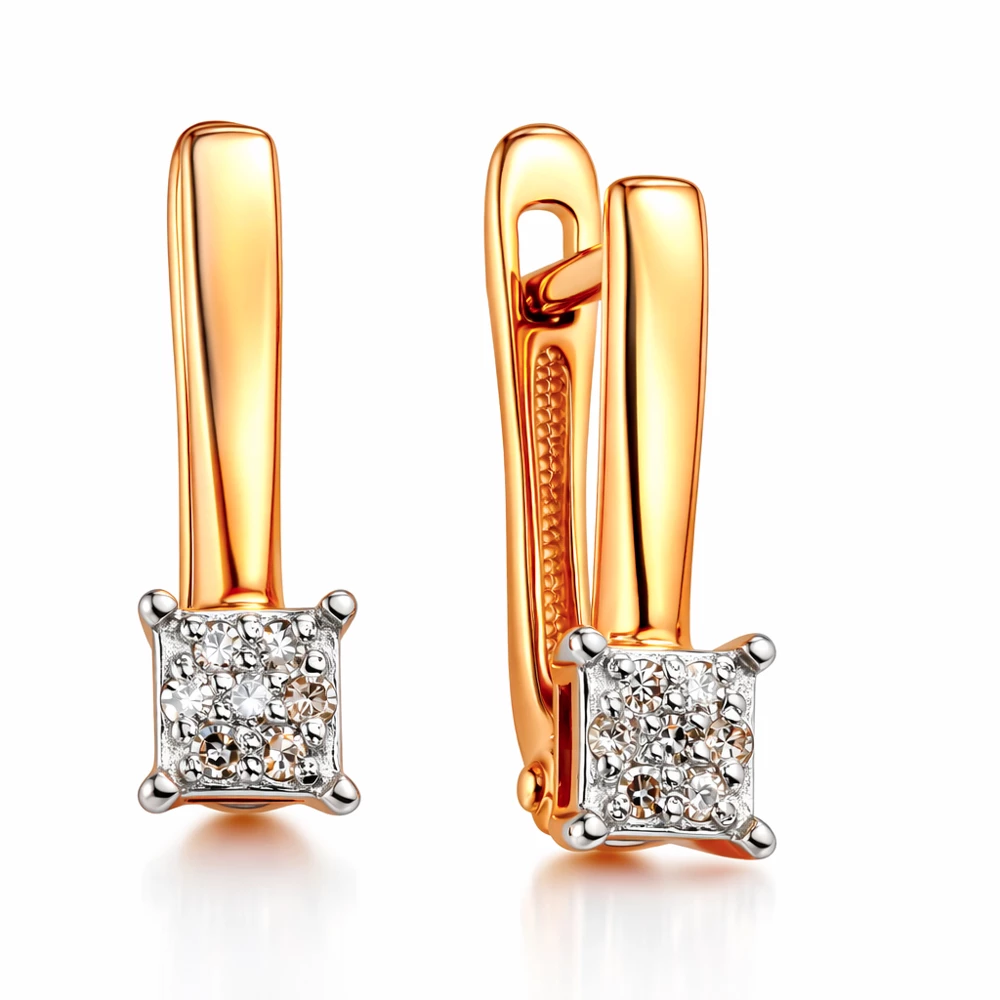 Серьги с бриллиантами из красного золота 585 пробы