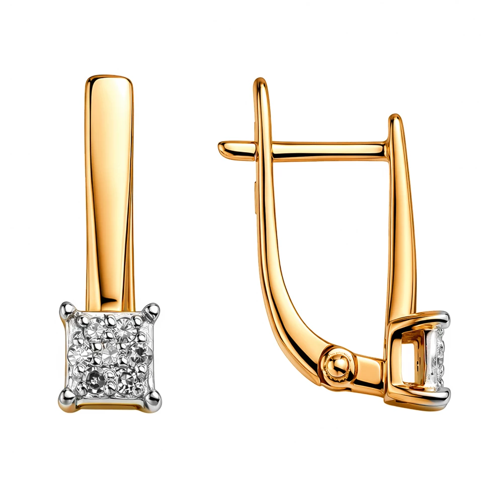 Серьги с бриллиантами из красного золота 585 пробы