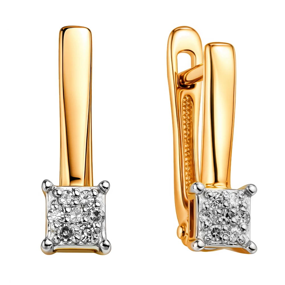 Серьги с бриллиантами из красного золота 585 пробы