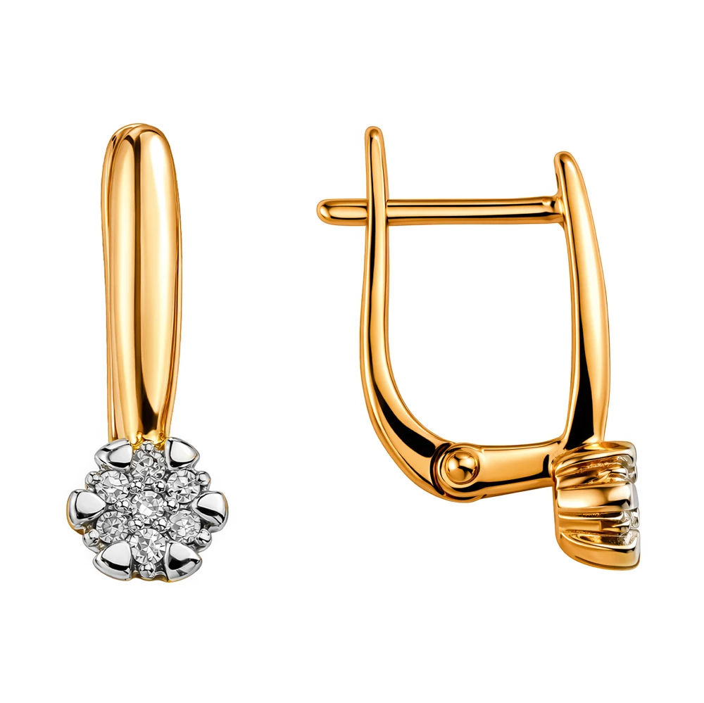 Серьги с бриллиантами из красного золота 585 пробы