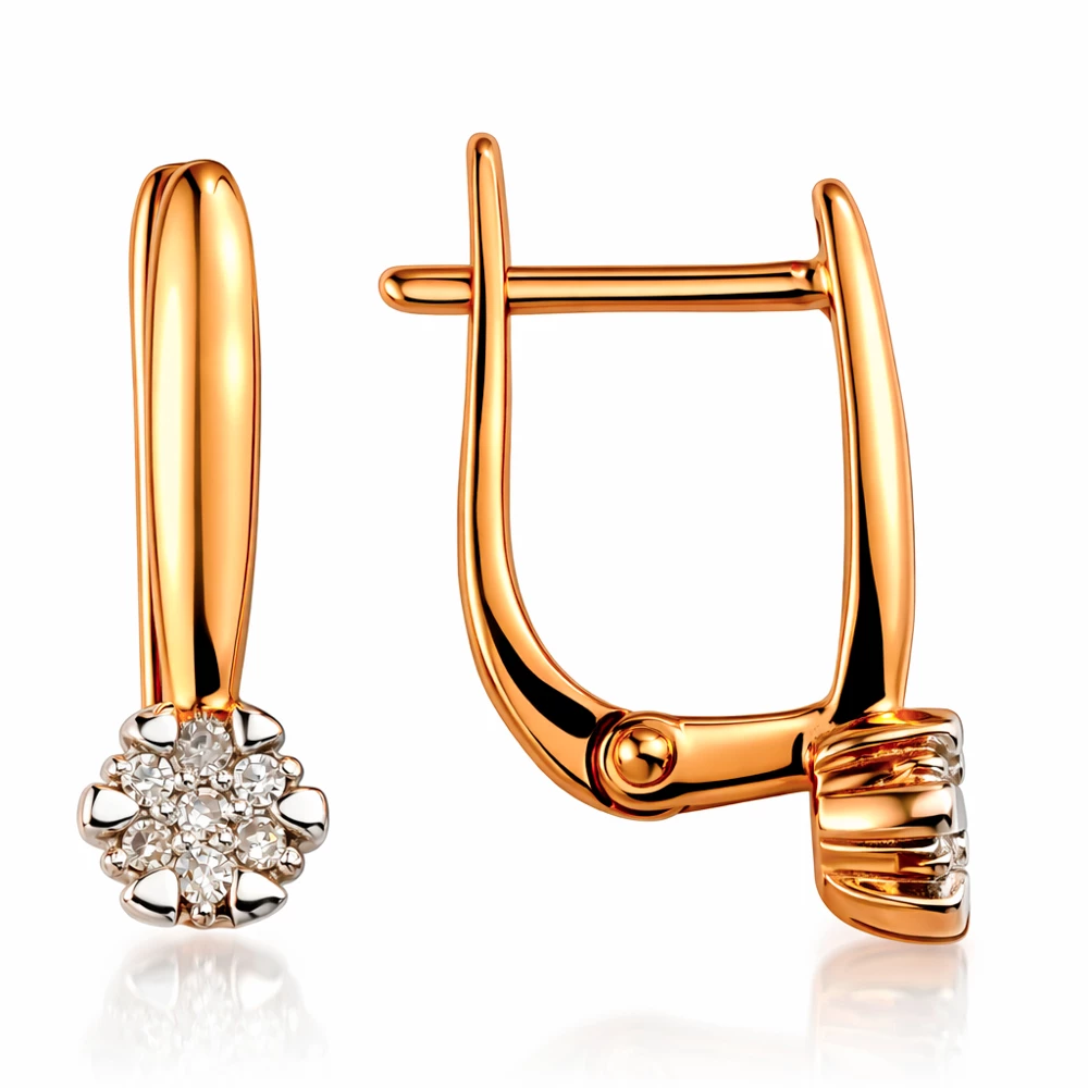 Серьги с бриллиантами из красного золота 585 пробы