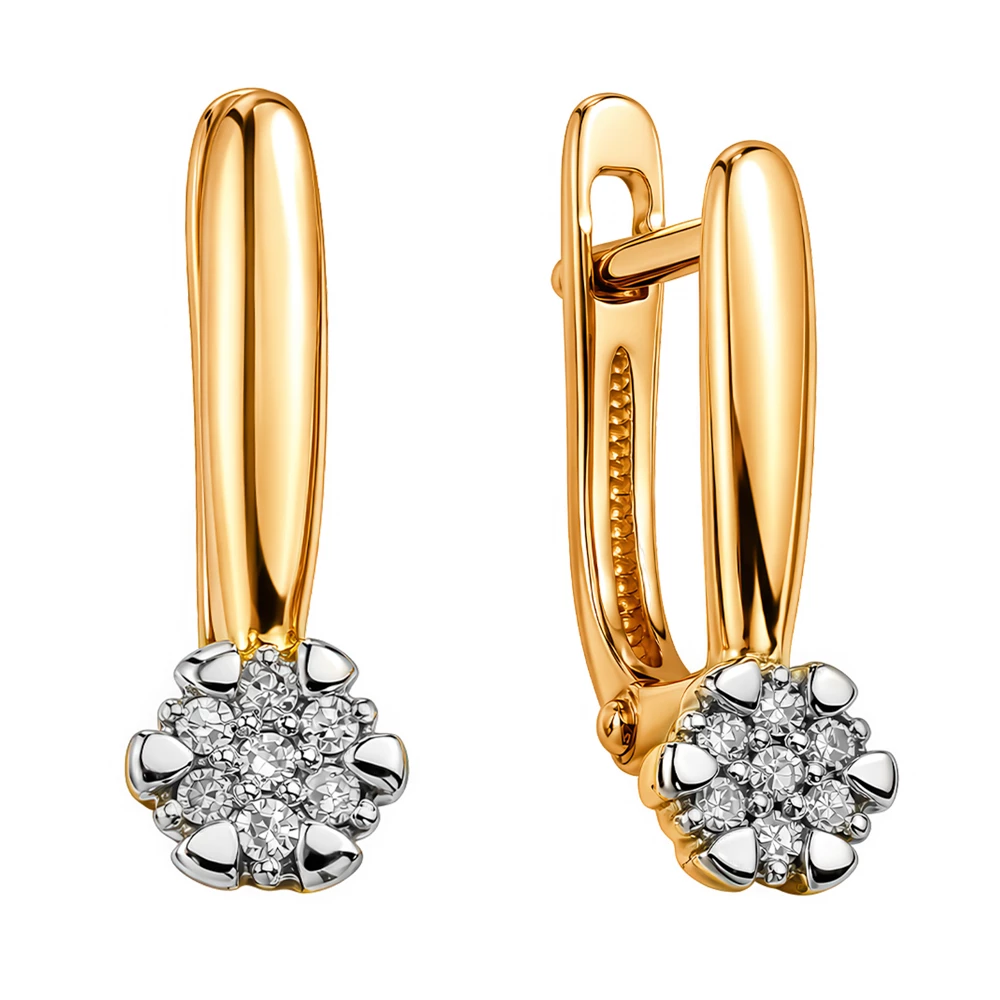 Серьги с бриллиантами из красного золота 585 пробы