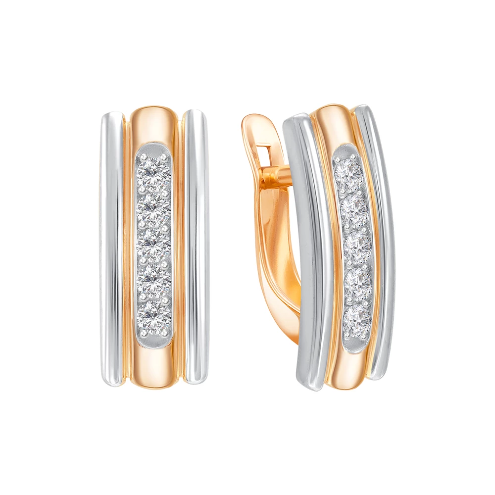 Серьги с бриллиантами из красного золота 585 пробы