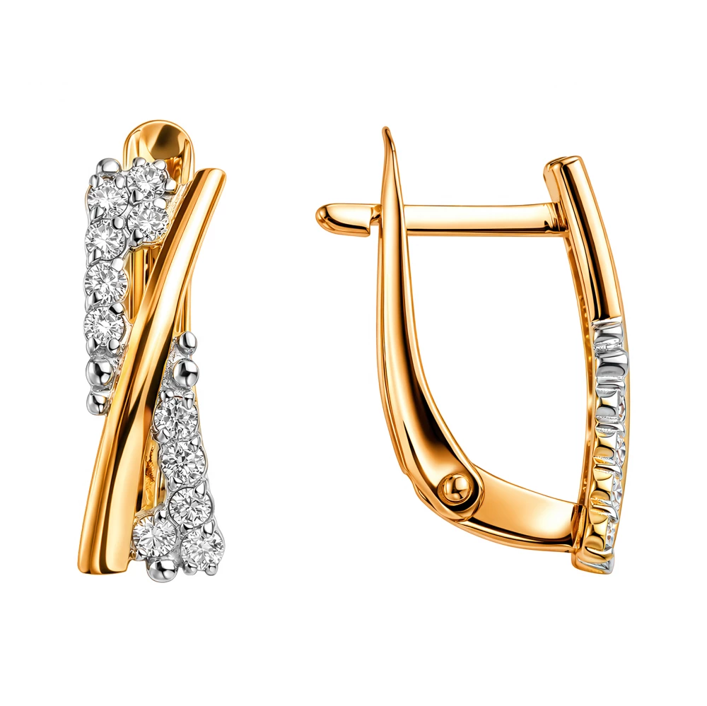 Серьги с бриллиантами из красного золота 585 пробы