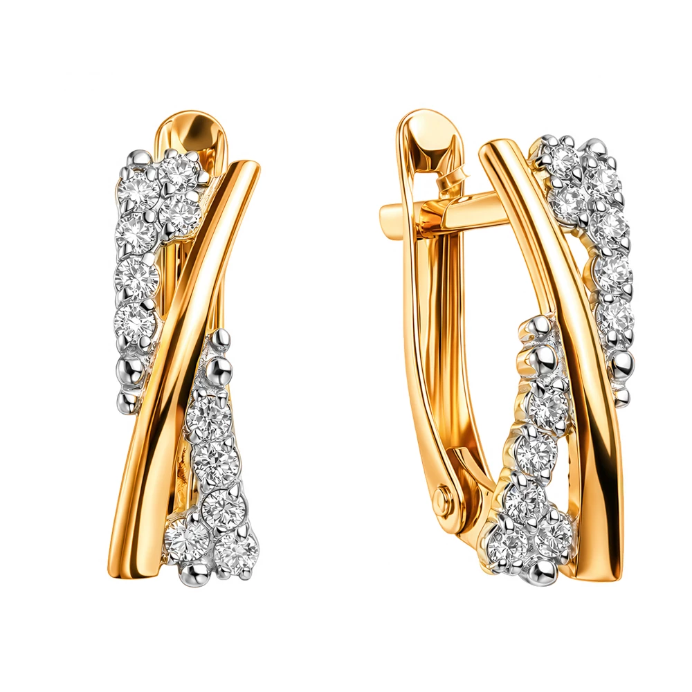 Серьги с бриллиантами из красного золота 585 пробы