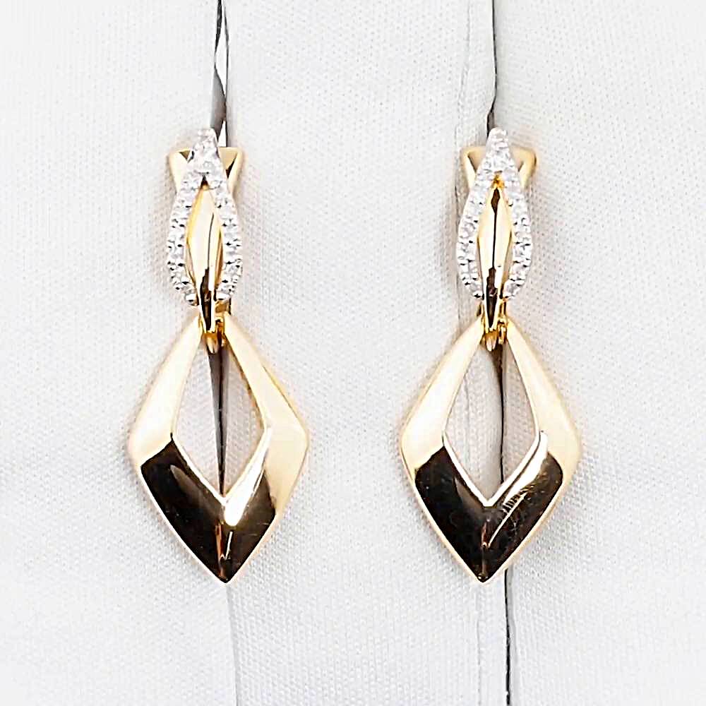 Серьги с бриллиантами из красного золота 585 пробы