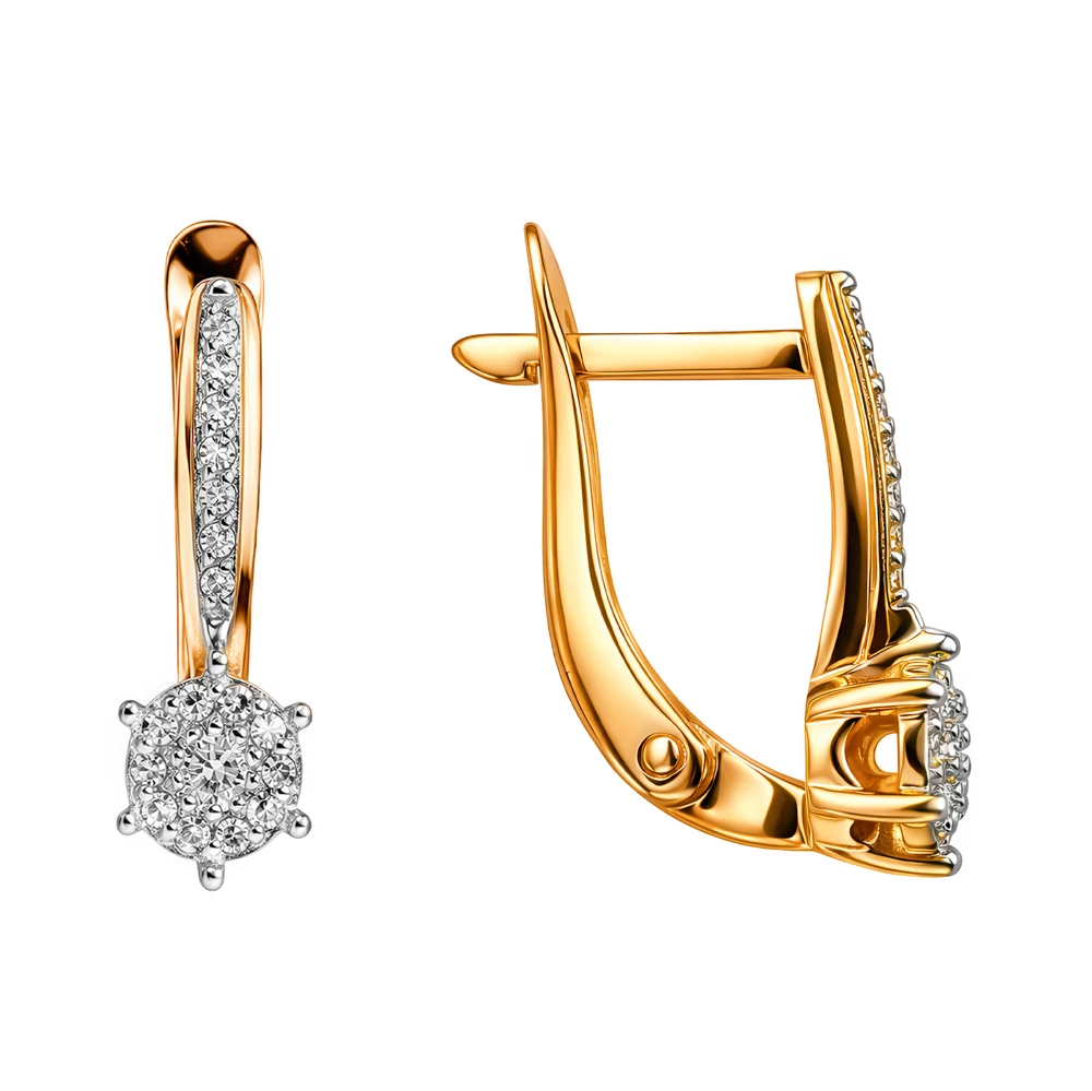 Серьги с бриллиантами из красного золота 585 пробы