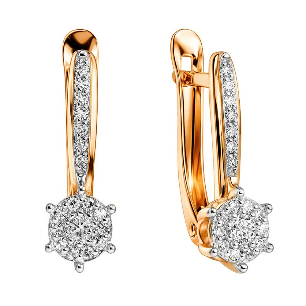 Серьги с бриллиантами из красного золота 585 пробы