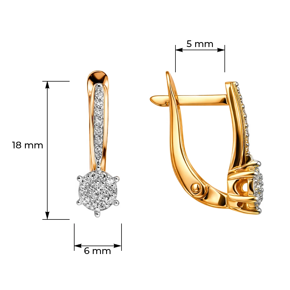 Серьги с бриллиантами из красного золота 585 пробы