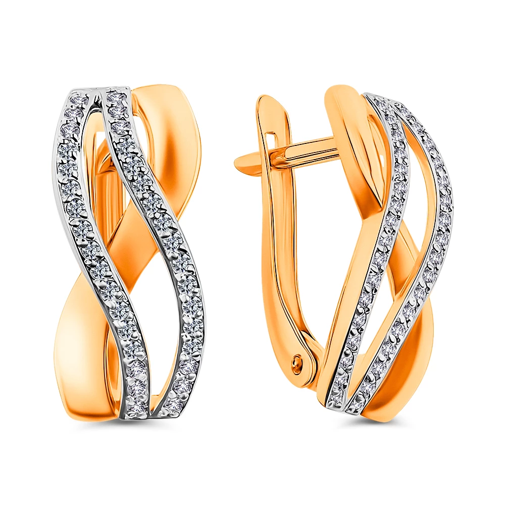 Серьги с бриллиантами из красного золота 585 пробы