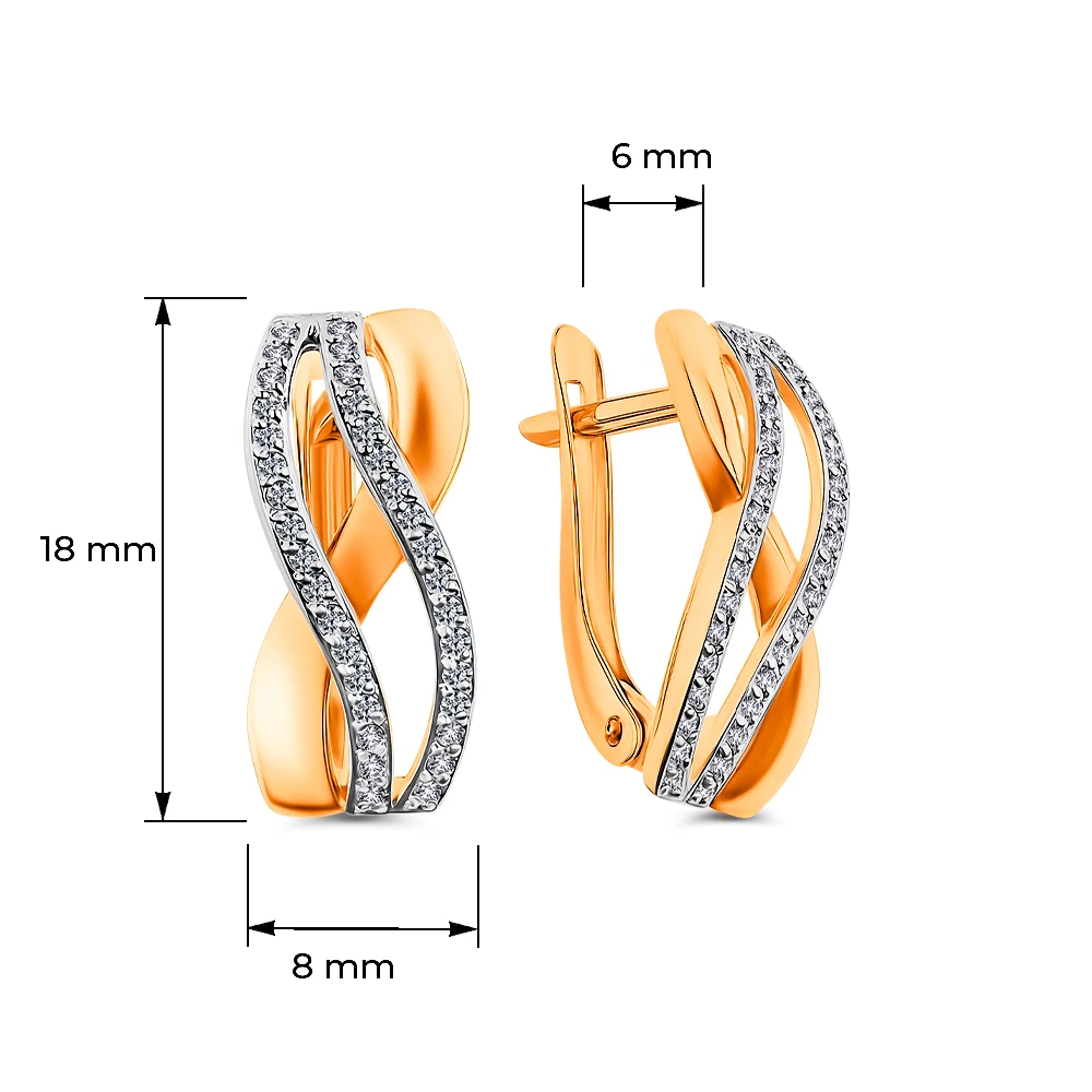 Серьги с бриллиантами из красного золота 585 пробы