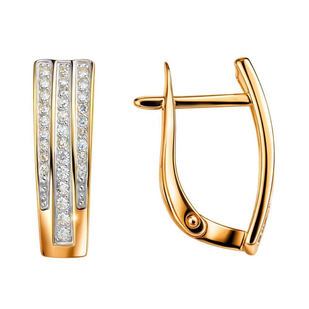 Серьги с бриллиантами из красного золота 585 пробы