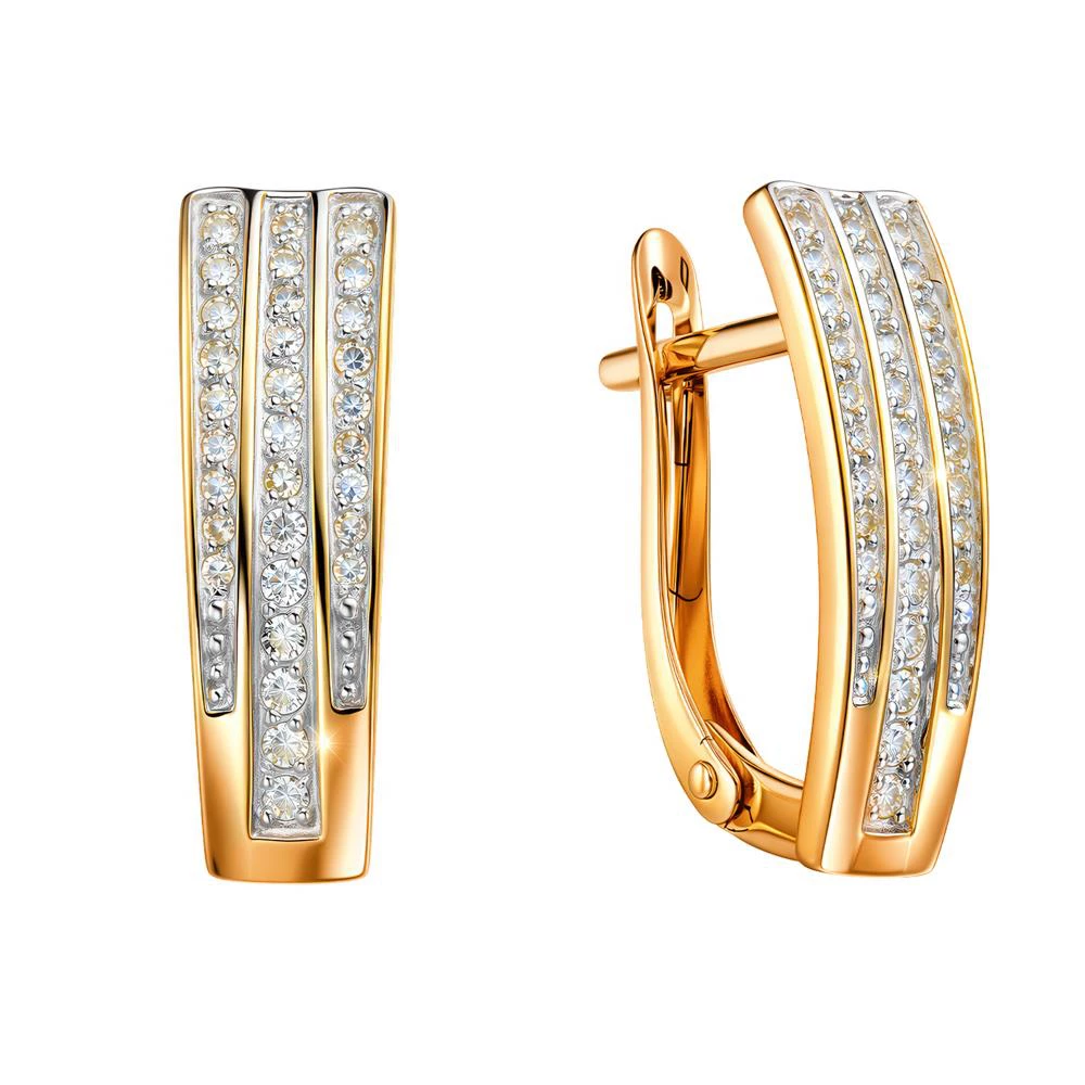 Серьги с бриллиантами из красного золота 585 пробы