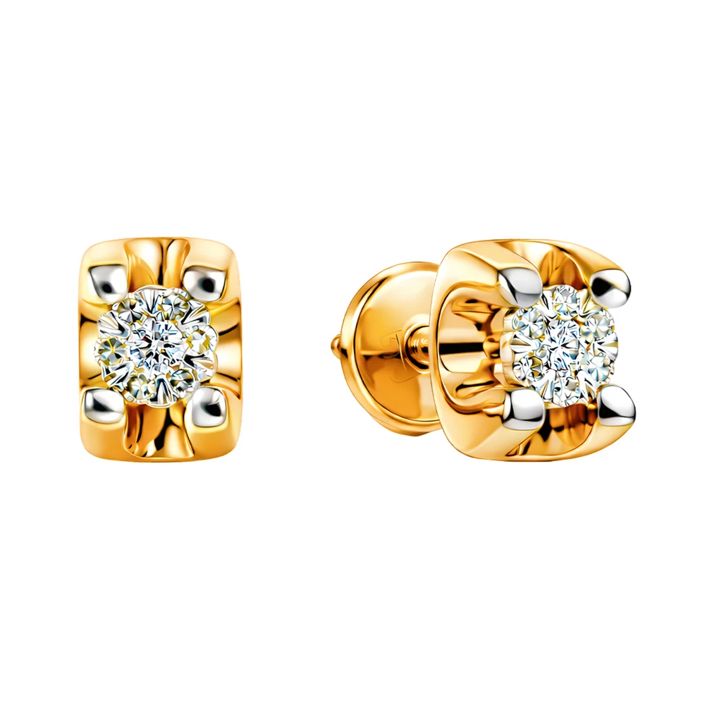 Серьги с бриллиантами из красного золота 585 пробы