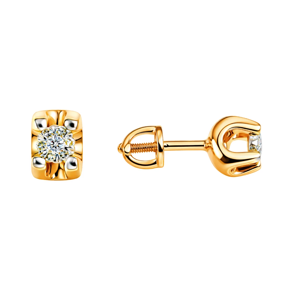 Серьги с бриллиантами из красного золота 585 пробы