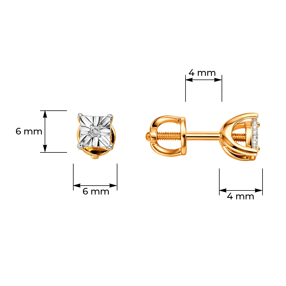 Серьги с бриллиантами из красного золота 585 пробы