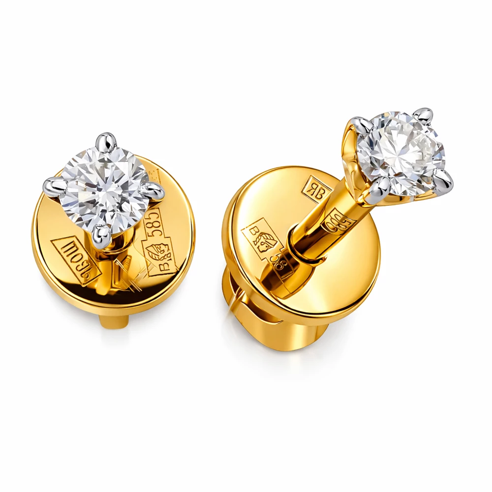 Серьги с бриллиантами из красного золота 585 пробы