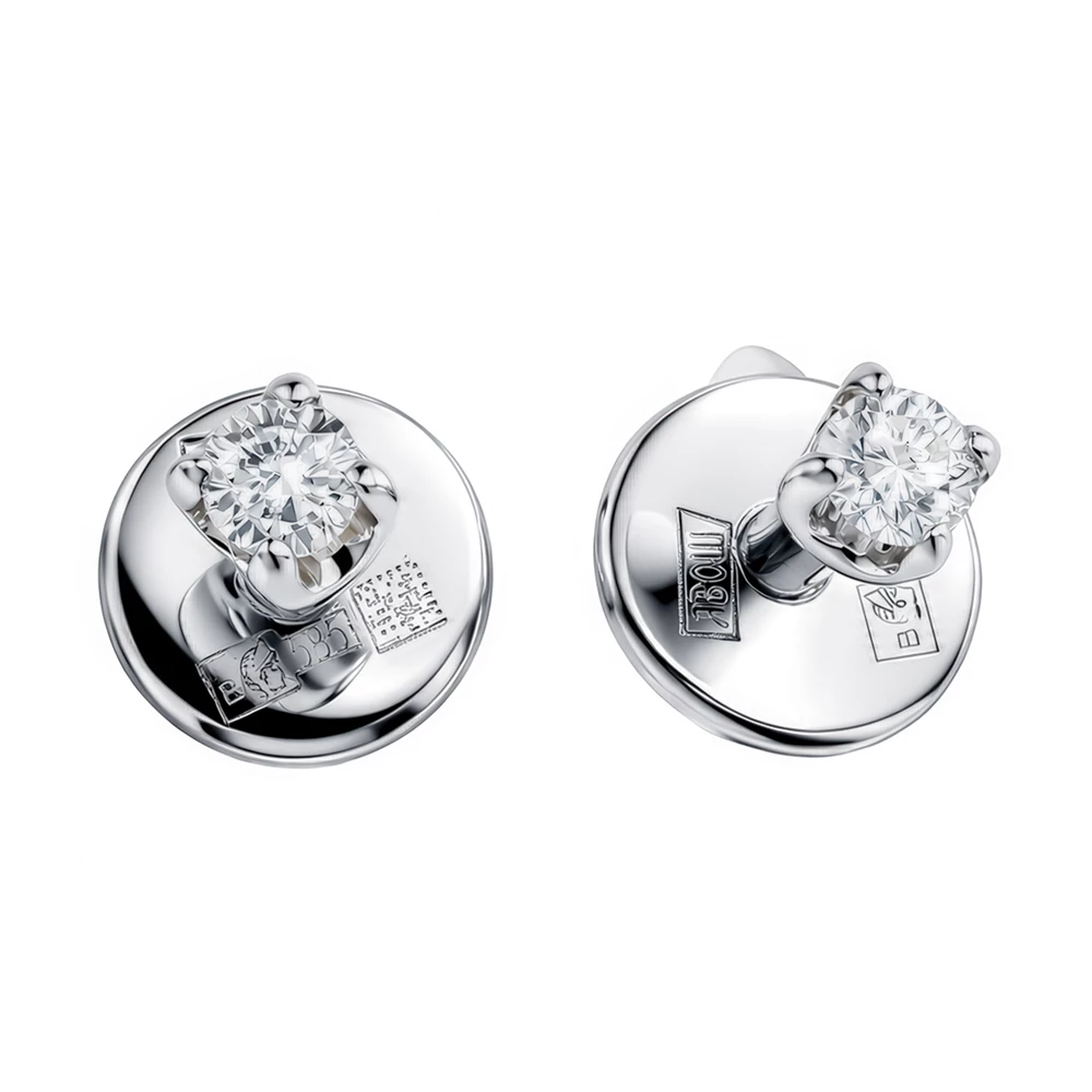 Серьги с бриллиантами из белого золота 585 пробы