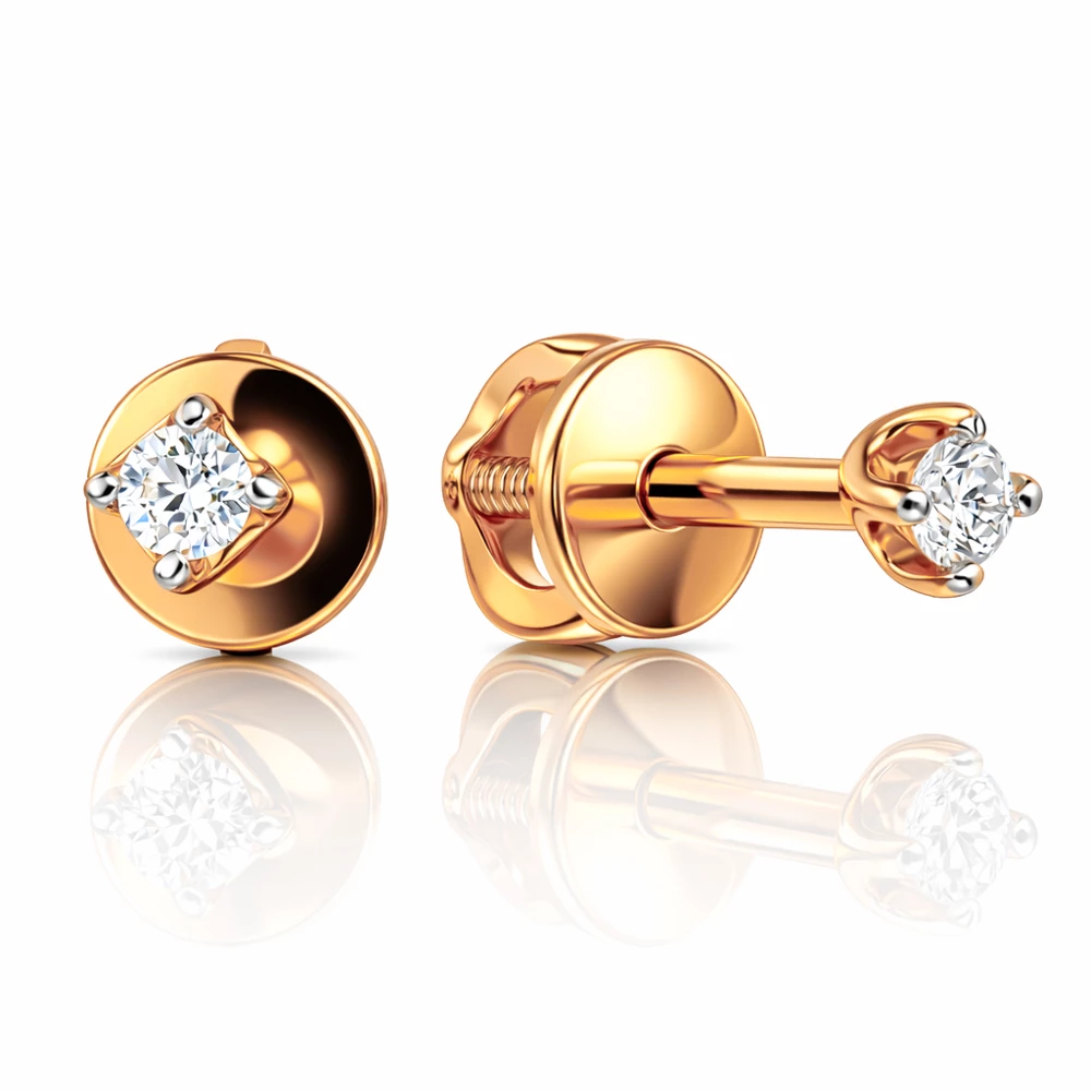 Серьги с бриллиантами из красного золота 585 пробы