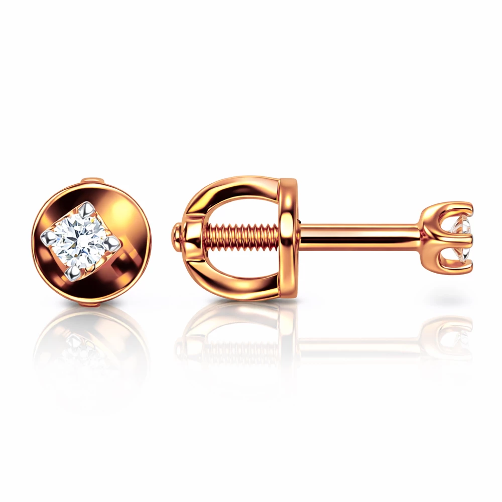 Серьги с бриллиантами из красного золота 585 пробы