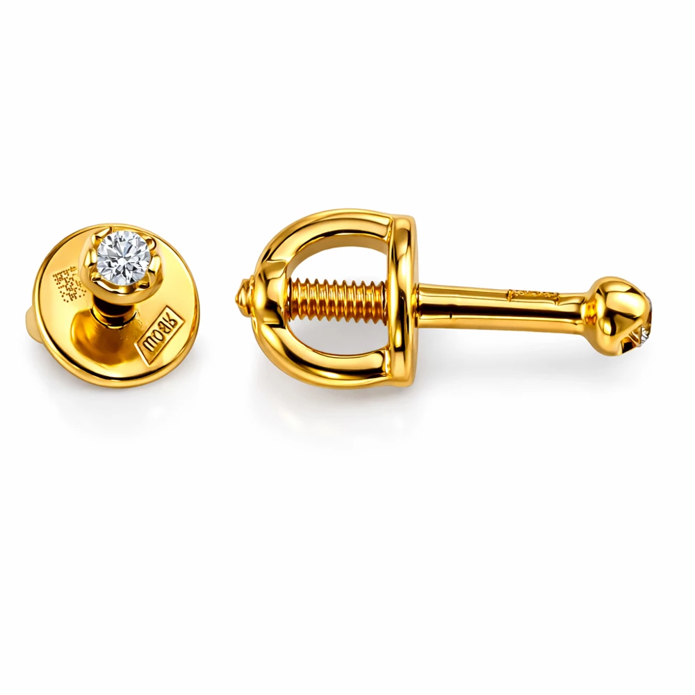 Серьги с бриллиантами из красного золота 585 пробы