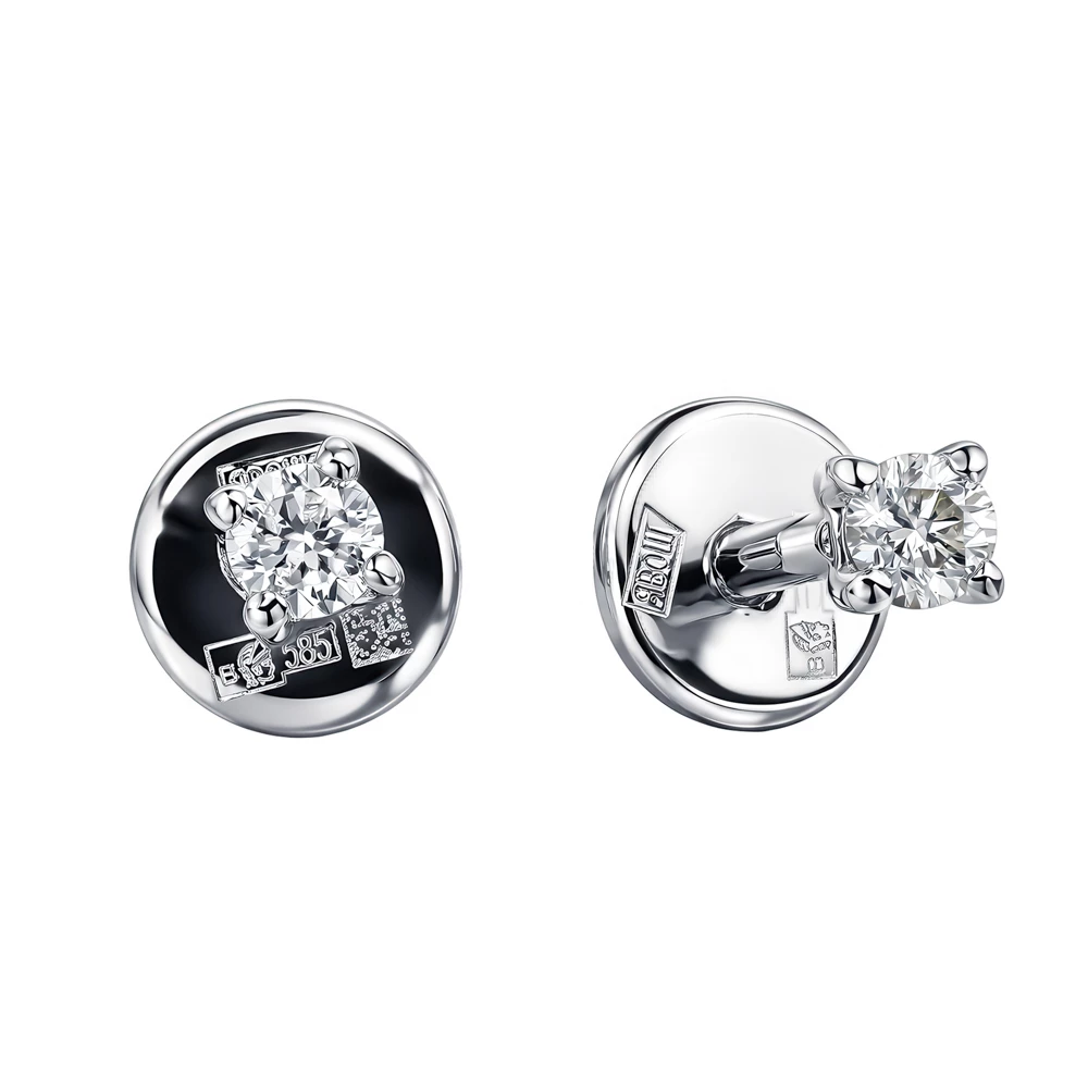 Серьги с бриллиантами из белого золота 585 пробы