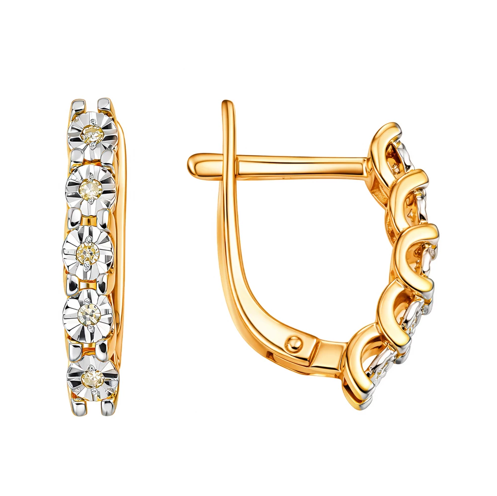 Серьги с бриллиантами из красного золота 585 пробы